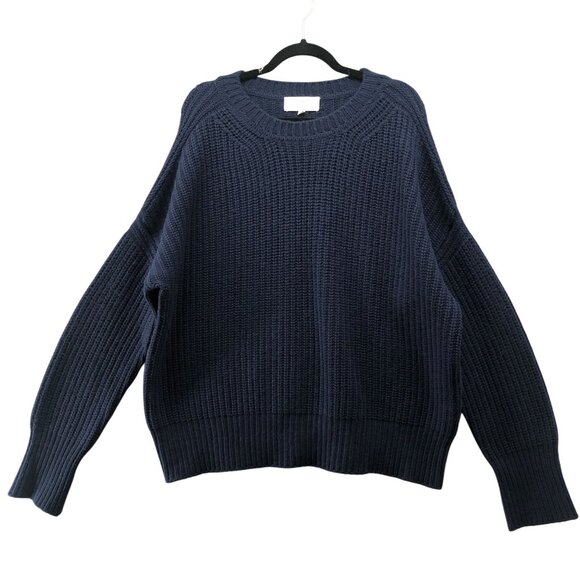 La Ligne Toujours Cashmere Sweater Womens XL Navy Blue Crewneck Relaxed - Picture 1 of 10